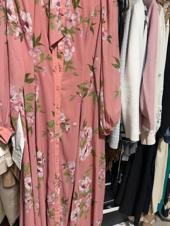 Blush Pink Floral Bow-Tie Maxi Dress - Picture 5 of 6